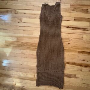 Elegant Brown Knit Sleeveless Dress size Xs